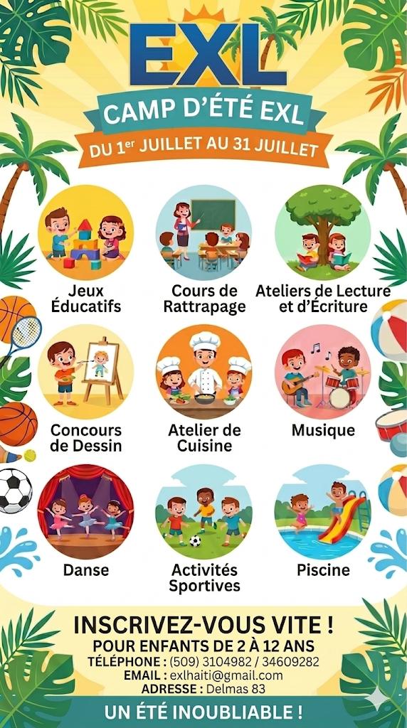 Affiche du Camp d'été EXL 2026 en français
