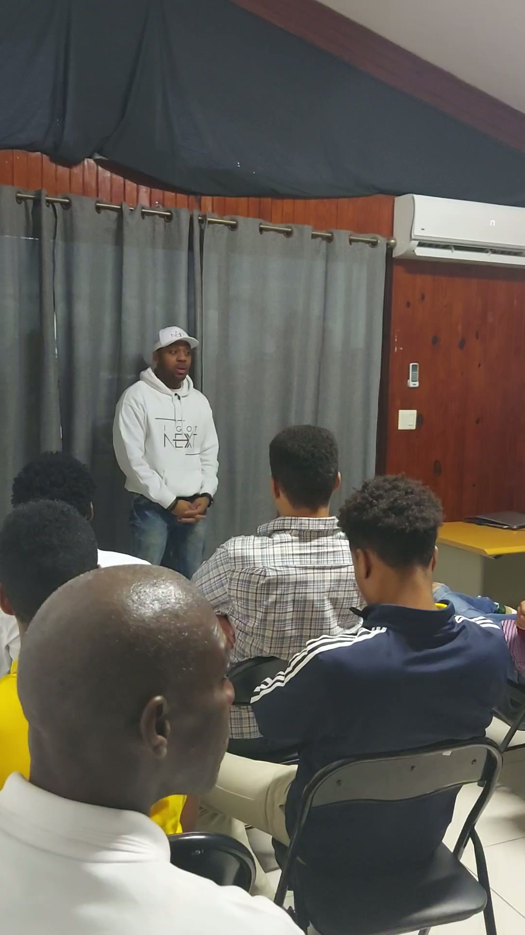 Guest motivational speaker addressing students